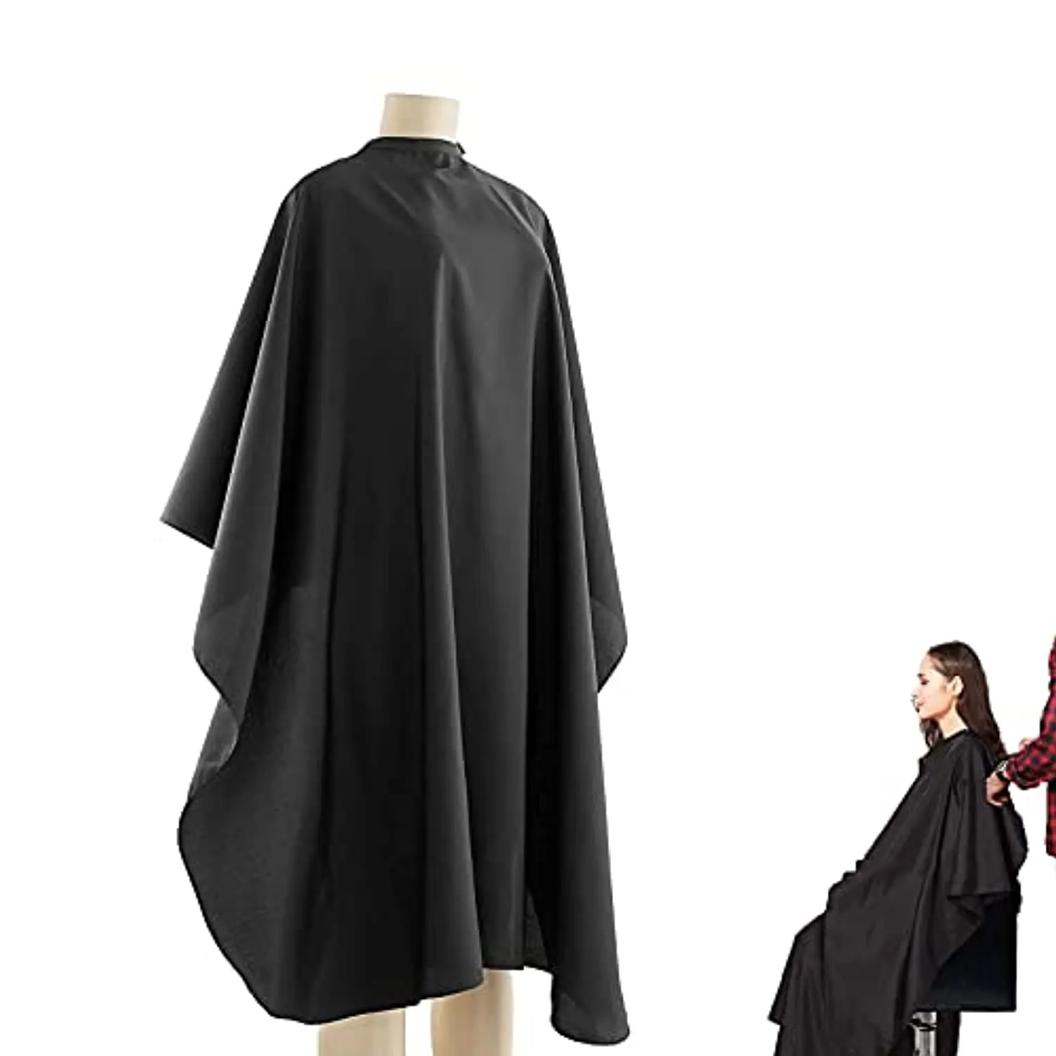 150x120cm Nero Mantellina Parrucchiere Mantella per Barbiere,Regolabile Impermeabile Fashion Mantella Taglio Capelli Parrucchier