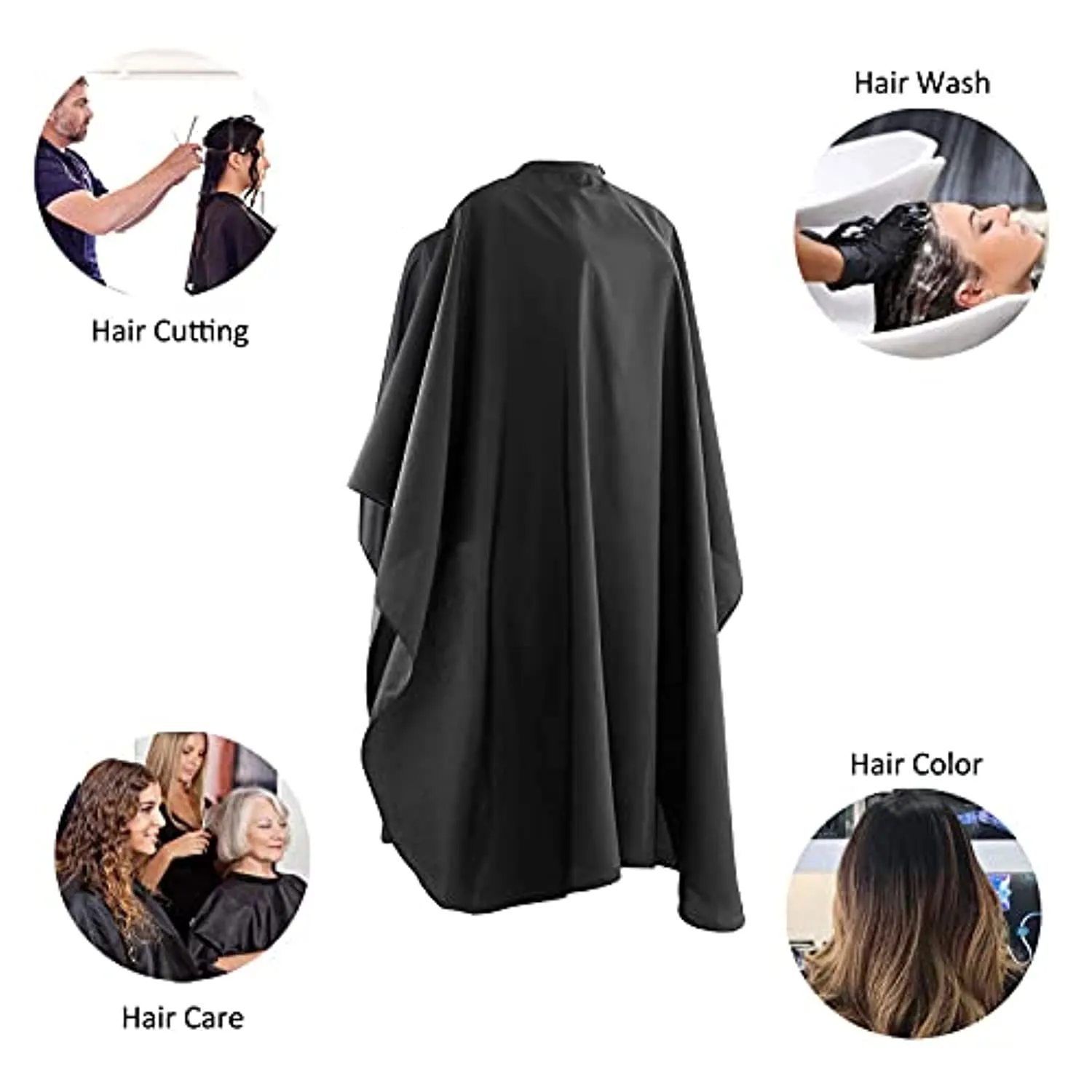 150x120cm Nero Mantellina Parrucchiere Mantella per Barbiere,Regolabile Impermeabile Fashion Mantella Taglio Capelli Parrucchier