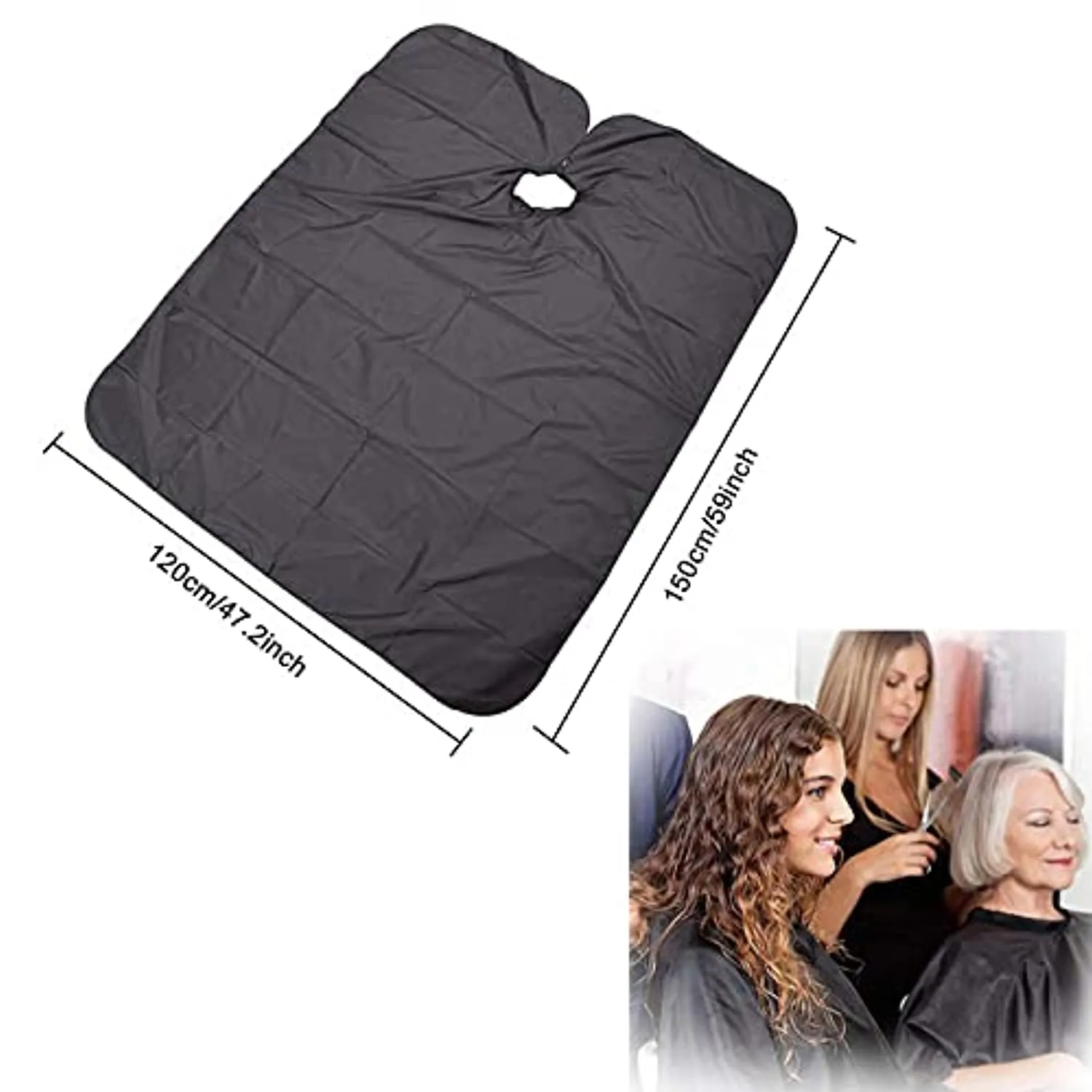 150x120cm Nero Mantellina Parrucchiere Mantella per Barbiere,Regolabile Impermeabile Fashion Mantella Taglio Capelli Parrucchier