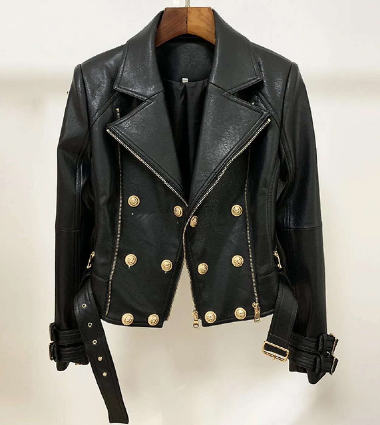 Giacca da moto in ecopelle donna autunno inverno New Black Pink Beige White Double Zipper Giacche in pelle di alta qualità