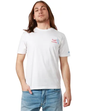 MC 2 SAINT BARTH T-SHIRT UOMO MC 2 SAINTH BARTH BIANCA CON SCRITTA SUL PETTO PADEL MANIAC E RICAMO SULLA MANICA SINISTRA