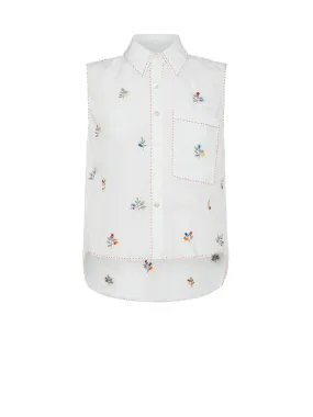 Shirt with embroidered flowers