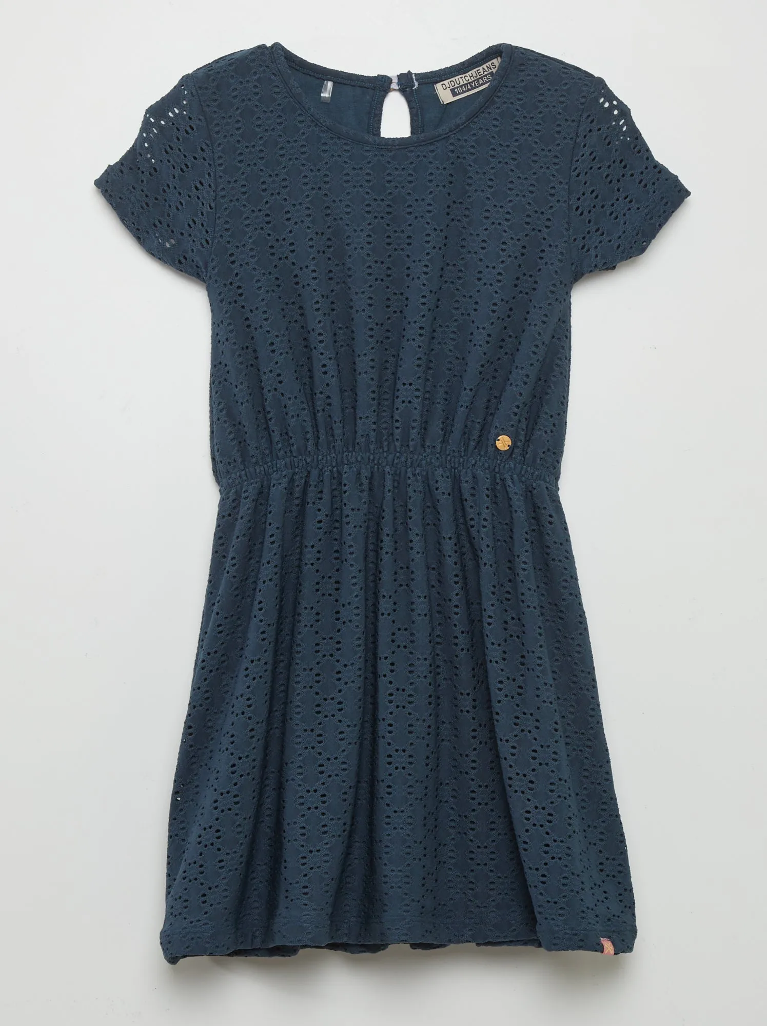 Vestito sciancrato in maglia traforata - BLU