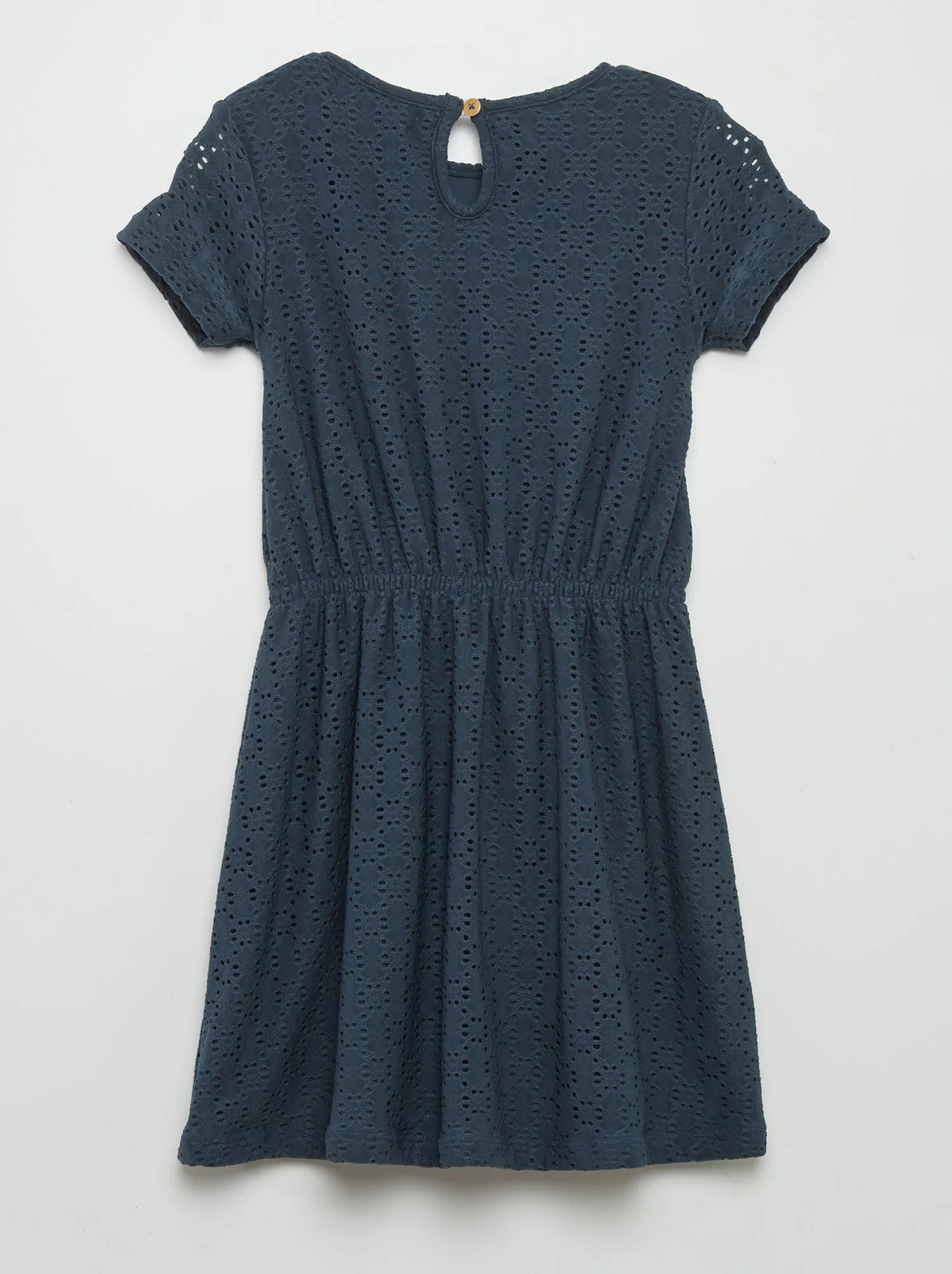 Vestito sciancrato in maglia traforata - BLU